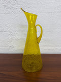 Blenko Large Jonquil Crackle Glass Model 976 Pitcher, Mid Century Modern