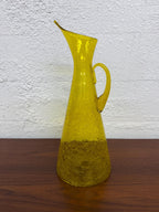 Blenko Large Jonquil Crackle Glass Model 976 Pitcher, Mid Century Modern