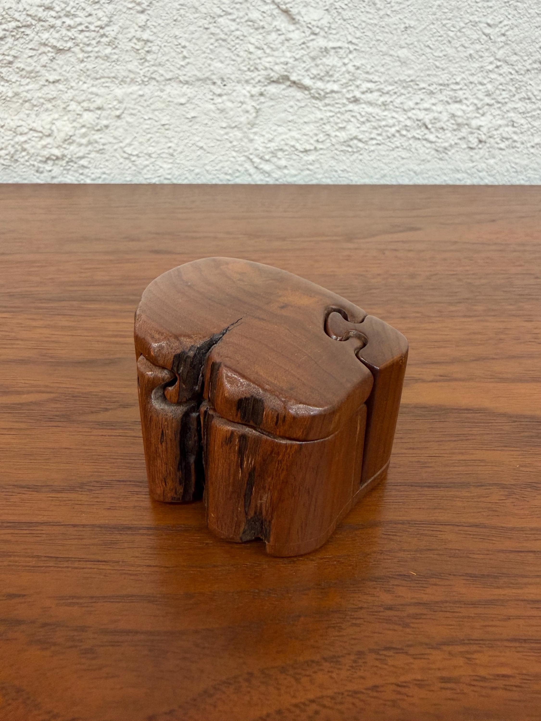 Vintage Hand Carved Don Rupard Walnut 4 Piece Puzzle Box, Signed