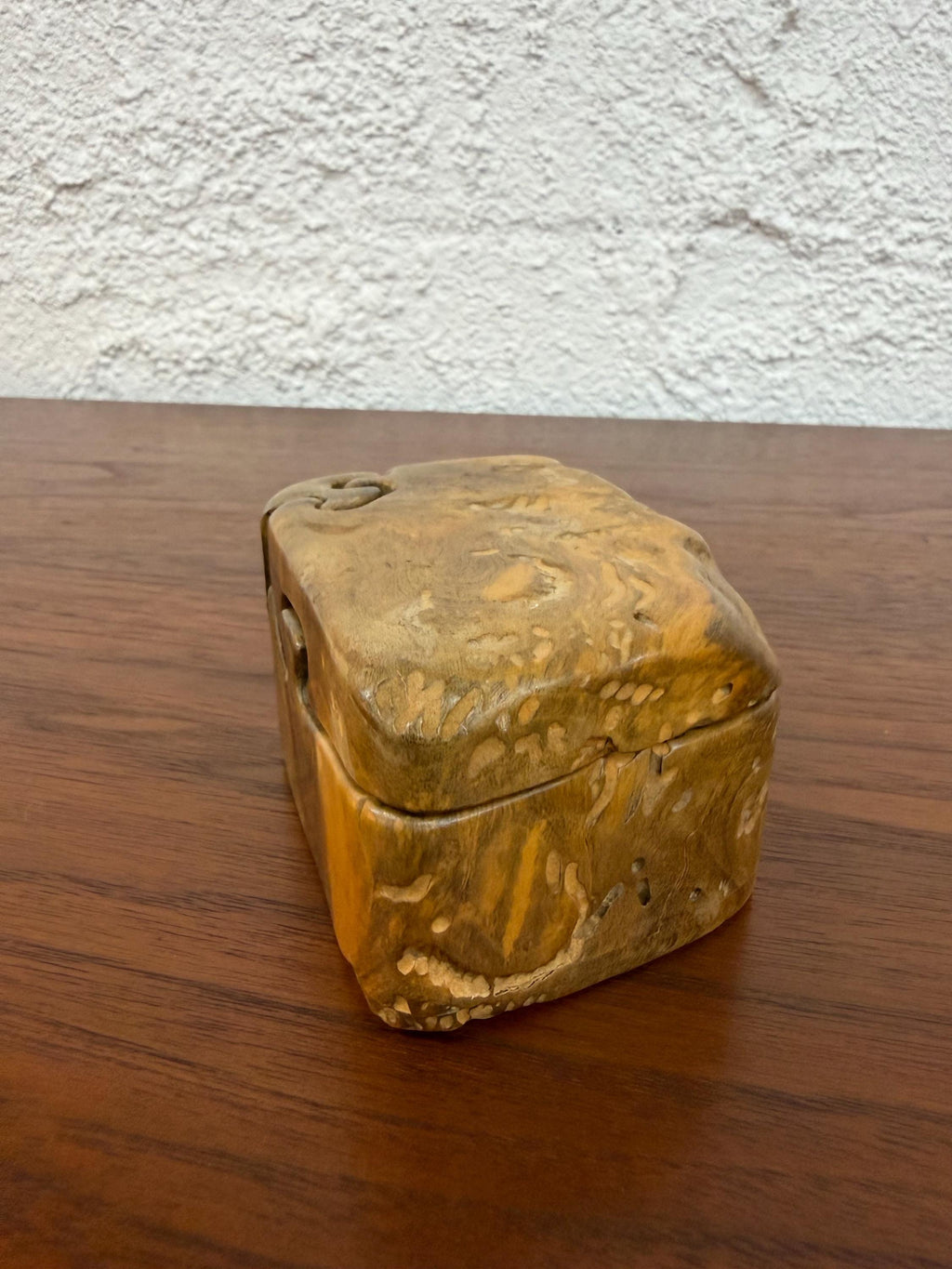 Vintage Hand Carved Don Rupard California Buckeye Wood 4 Piece Puzzle Box, Signed