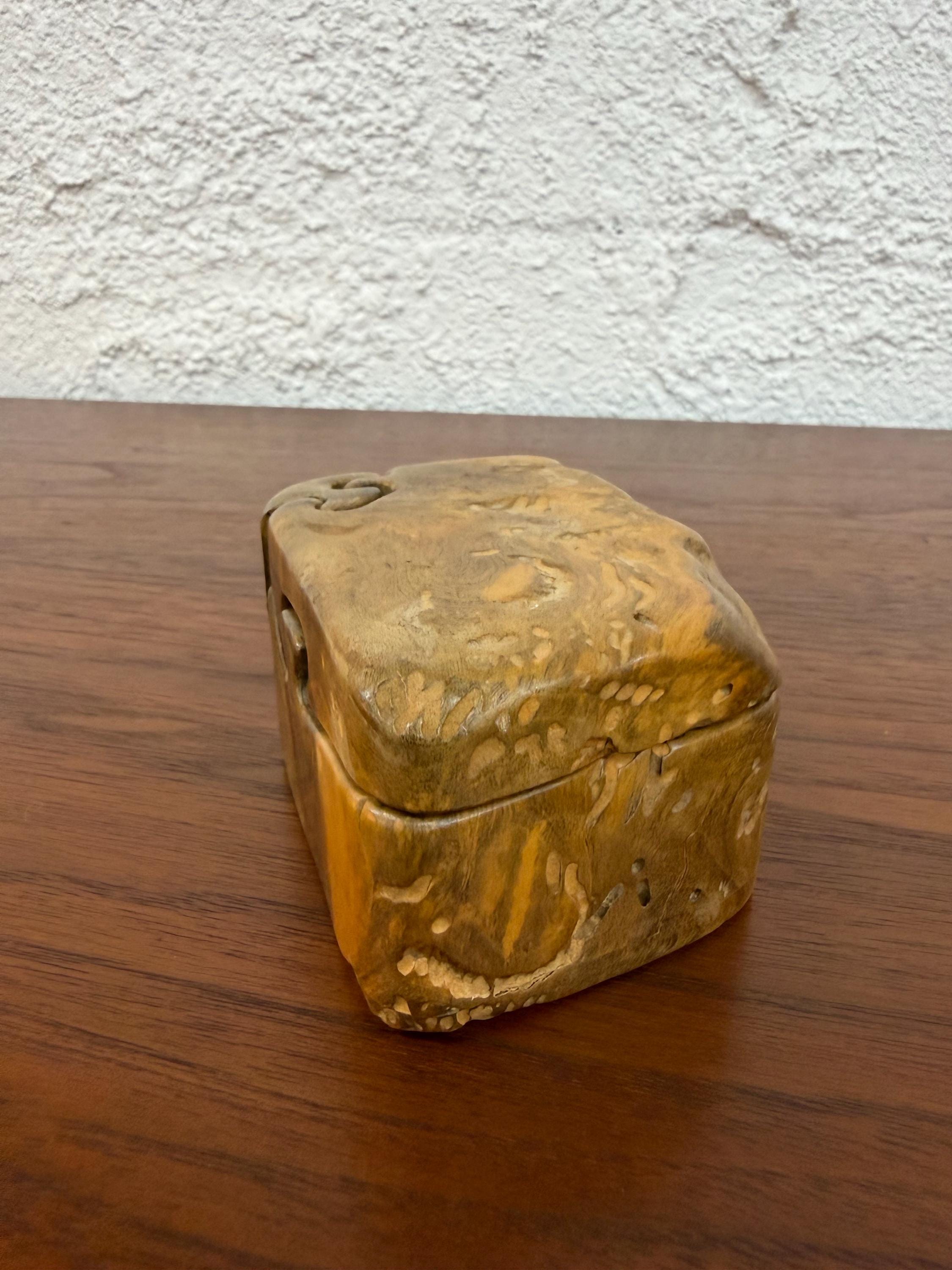 Vintage Hand Carved Don Rupard California Buckeye Wood 4 Piece Puzzle Box, Signed
