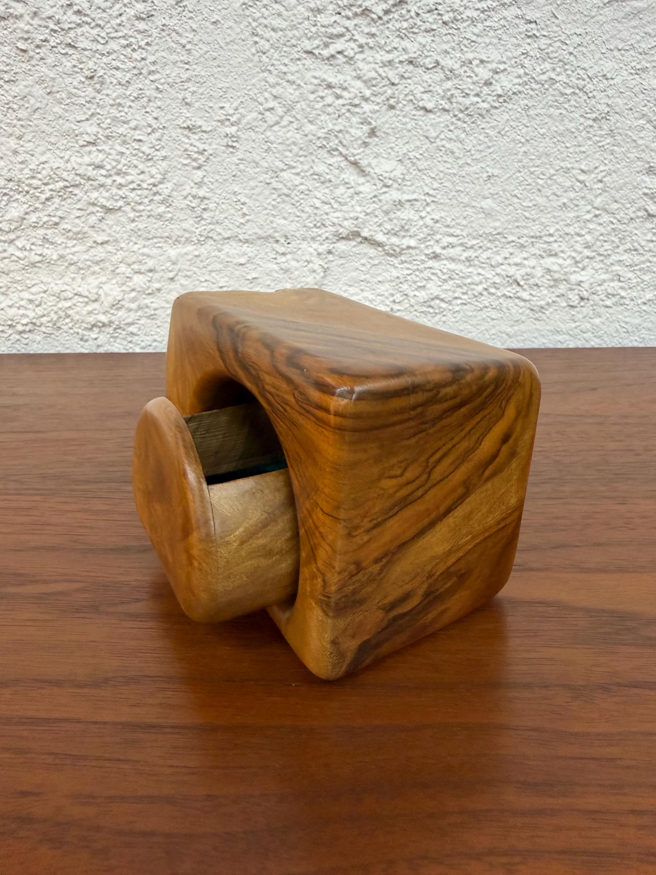 Large Vintage Hand Carved Live Edge Wood Stash Box, Wood Whittlers Tennessee. Signed
