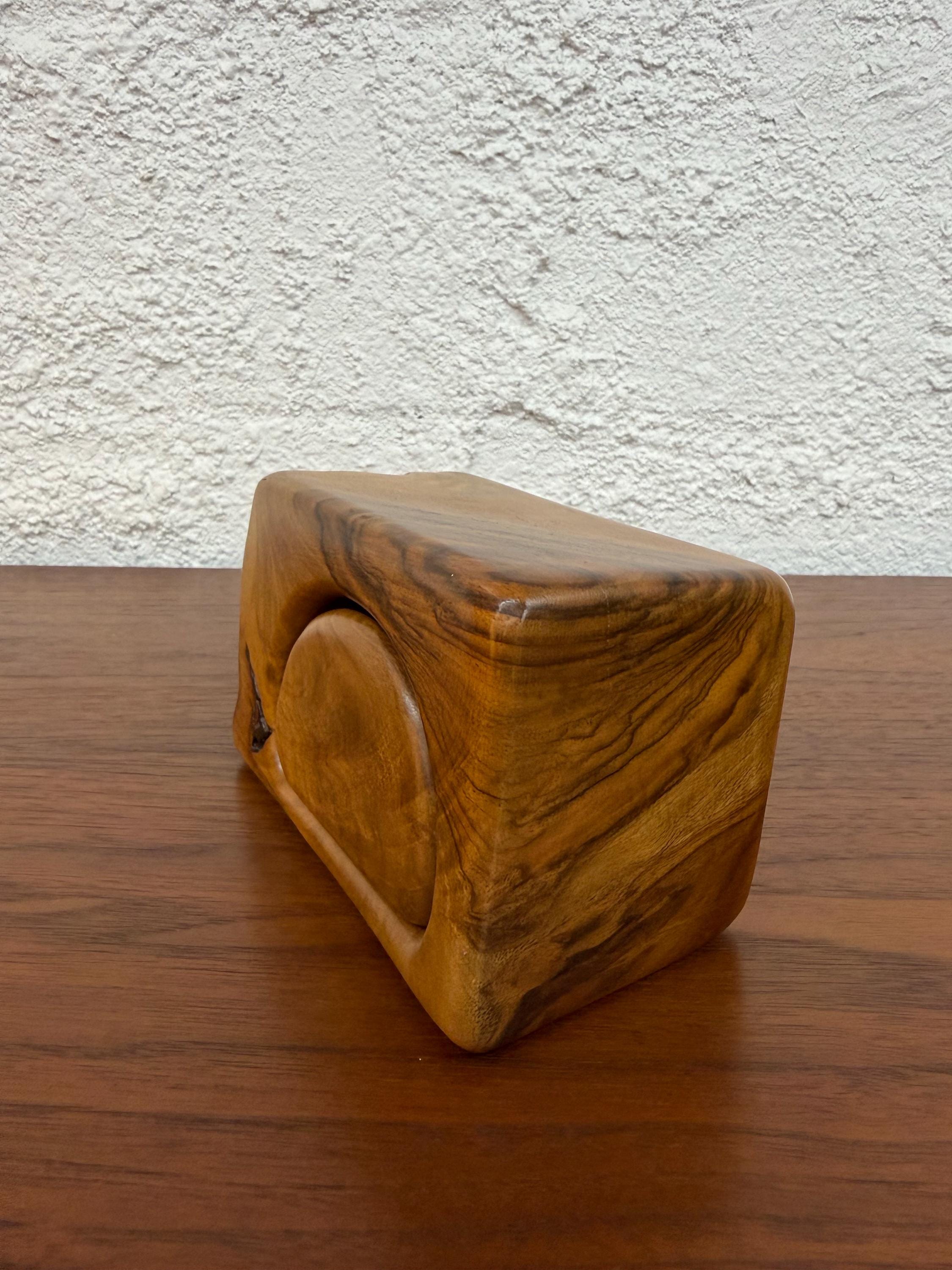 Large Vintage Hand Carved Live Edge Wood Stash Box, Wood Whittlers Tennessee. Signed