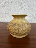 Mid Century Studio Pottery Incised Carved Vase