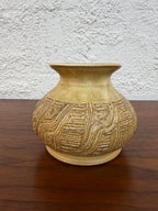 Mid Century Studio Pottery Incised Carved Vase