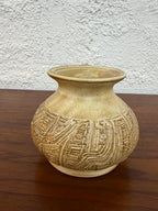 Mid Century Studio Pottery Incised Carved Vase