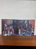 Mid Century Original Abstract Landscape Oil Painting by V. Matusko, “Detroit Oil” 1958