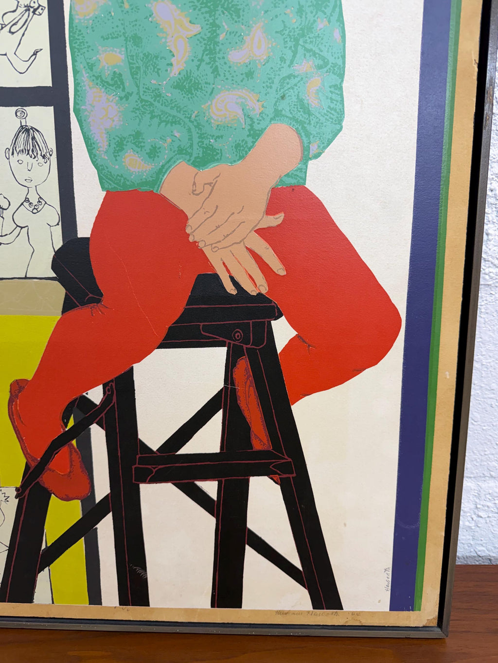 Mid Century Original Figurative Mixed Media Painting on Board, “Hollis” by Miriam Haworth 1964