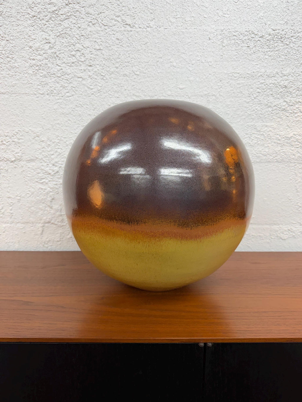 Extra Large Vintage Studio Pottery Floor Ball Vase, 17”H, Signed
