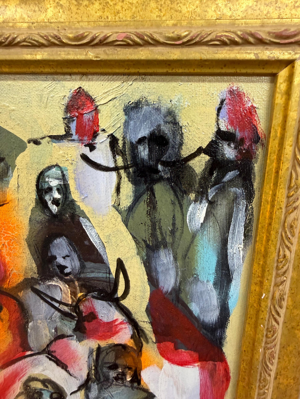 Small Vintage Original Figurative Abstract Oil on Canvas Painting by Danilo Maldonado Machado