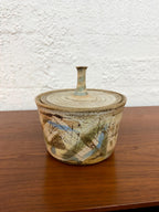 Large Vintage Studio Pottery Lidded Jar, Trinket Box, Signed