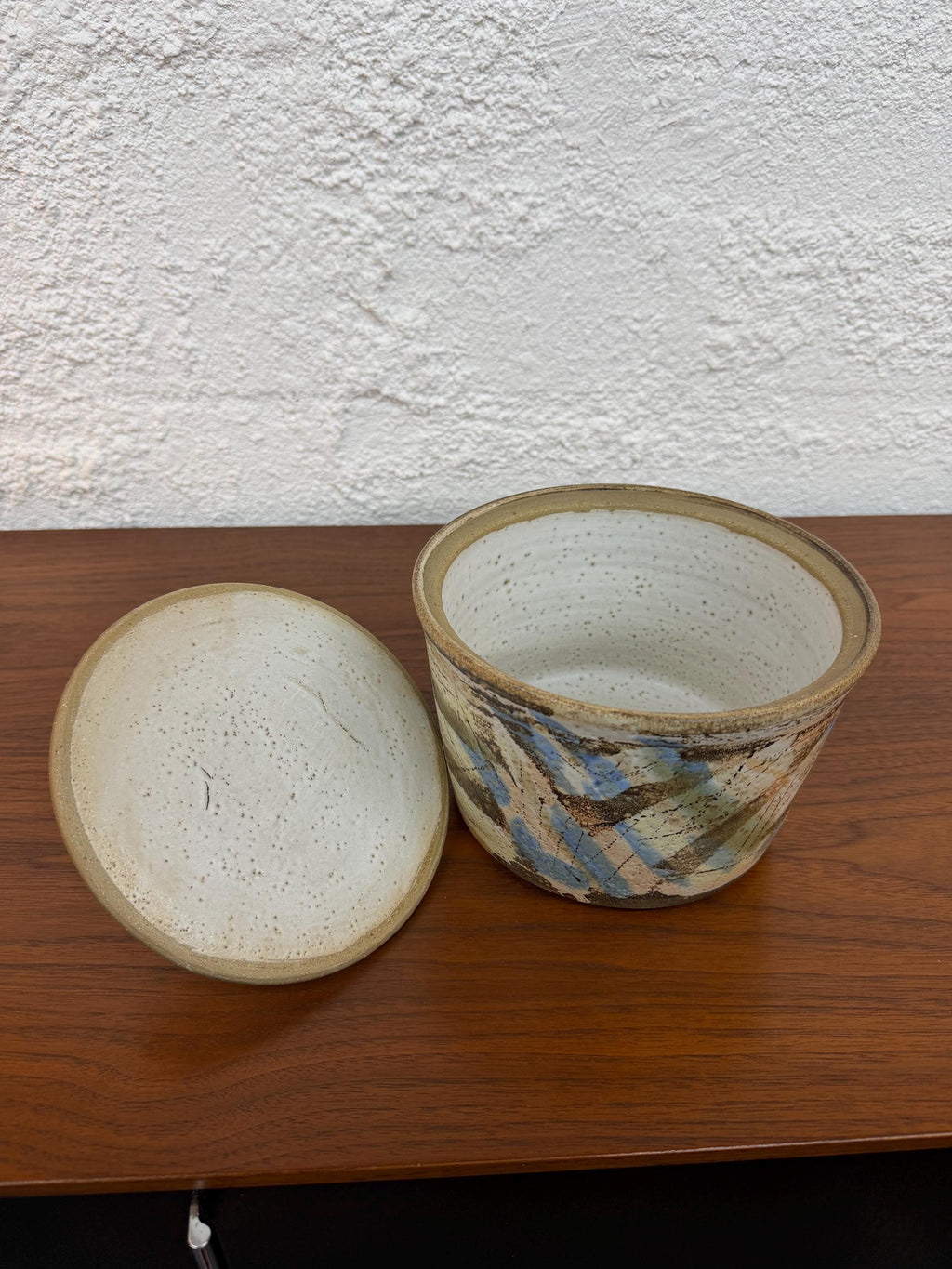 Large Vintage Studio Pottery Lidded Jar, Trinket Box, Signed