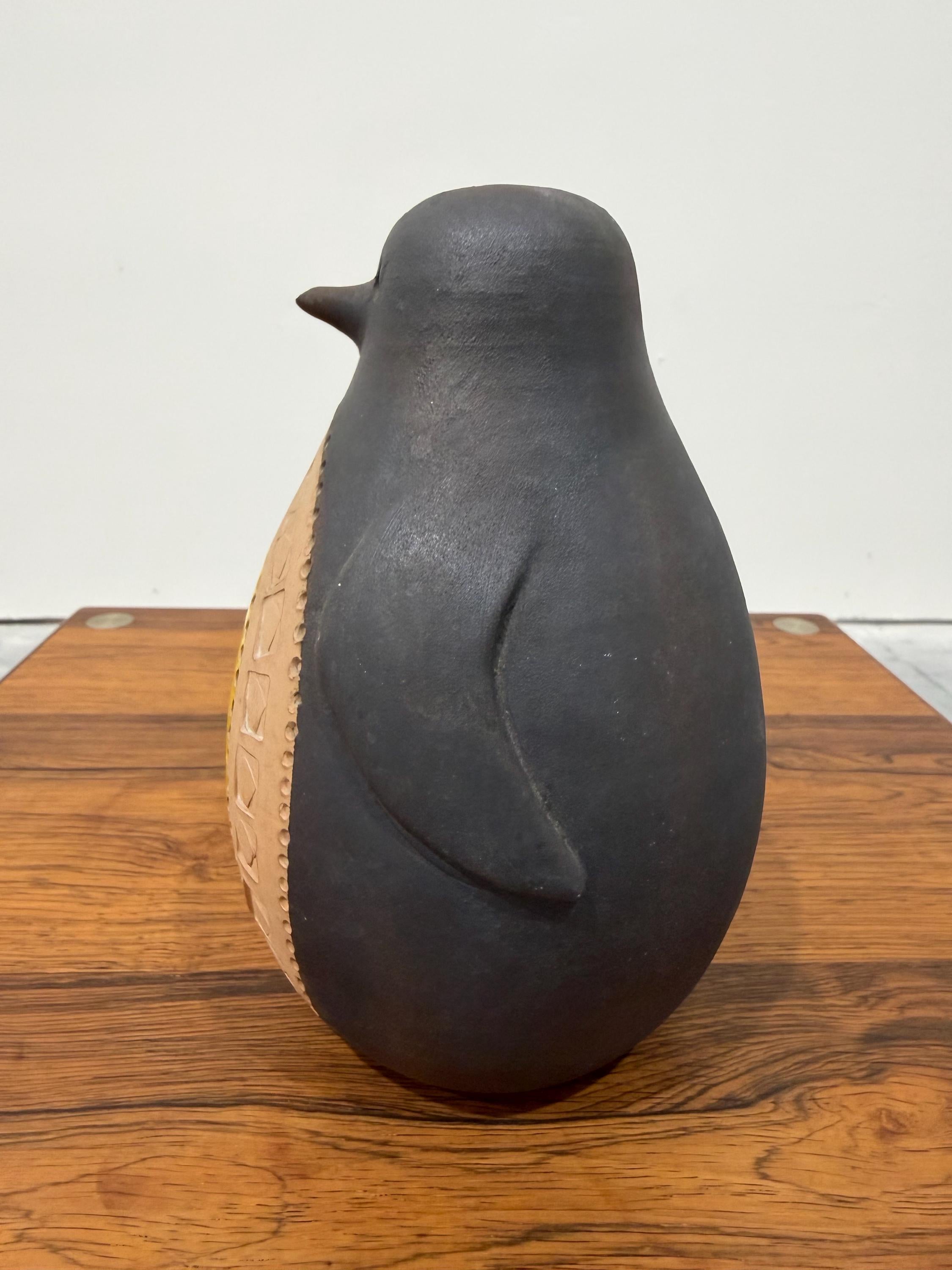 Bitossi Italian Ceramic Black and Yellow Penguin, 8.5”. As-Is, Read Description