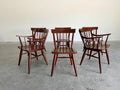 Mid Century Modern Solid Cherry Windsor Style Dining Chairs by Willett, Set of 6