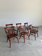 Mid Century Modern Solid Cherry Windsor Style Dining Chairs by Willett, Set of 6