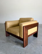 Rosewood and Leather Bastiano Lounge Club Chair by Tobia Scarpa for Gavina