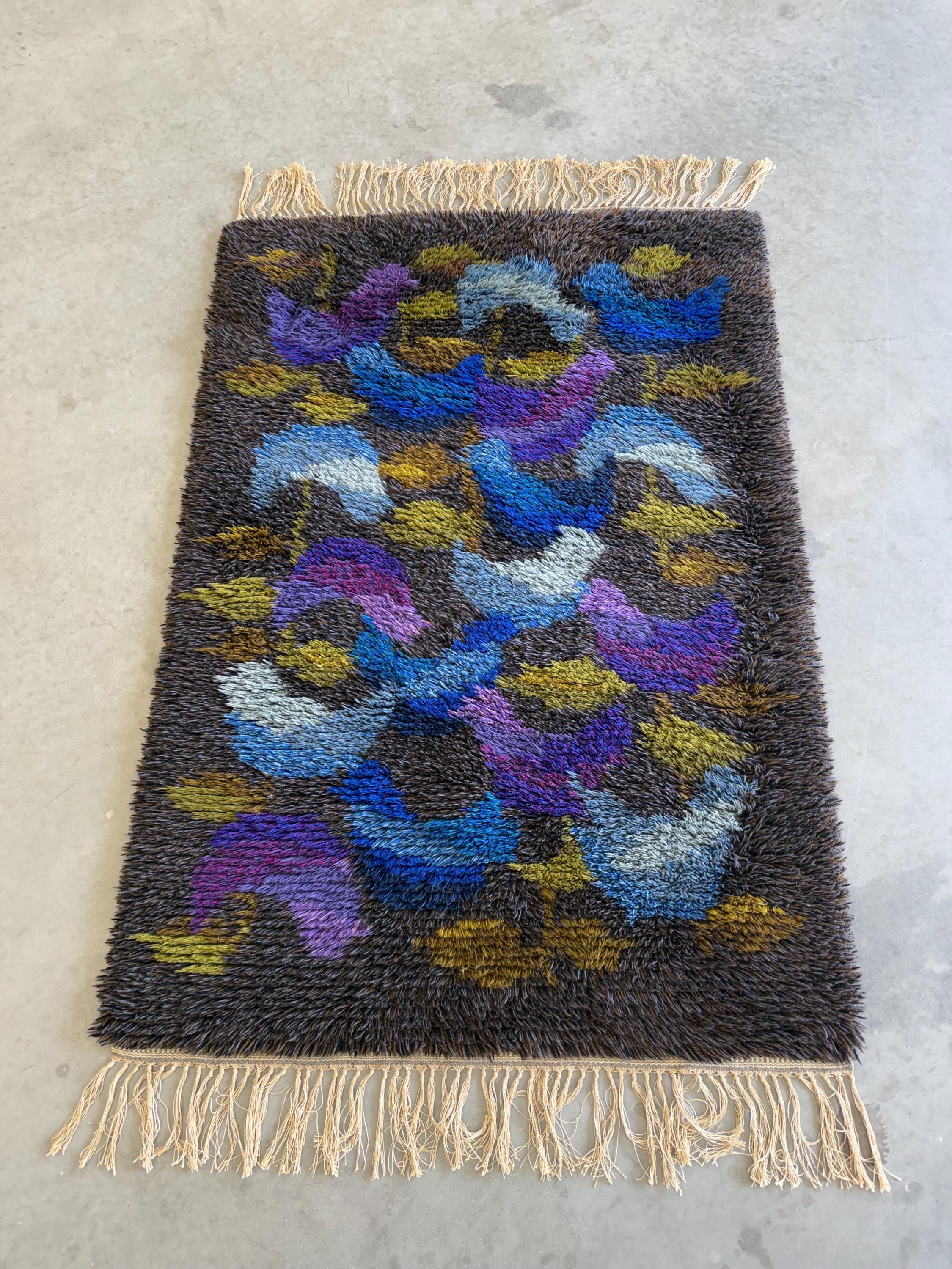 Vintage Marks Rya Sweden Bird Area Rug Ingrid Jagarz MCM