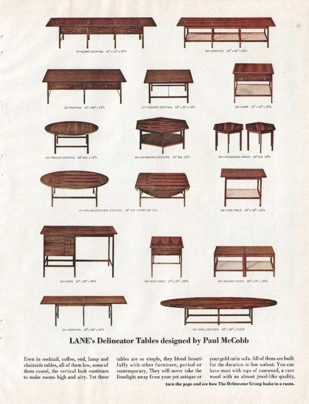Paul McCobb for Lane Delineator Side Table or Nightstand Pair, Refinished