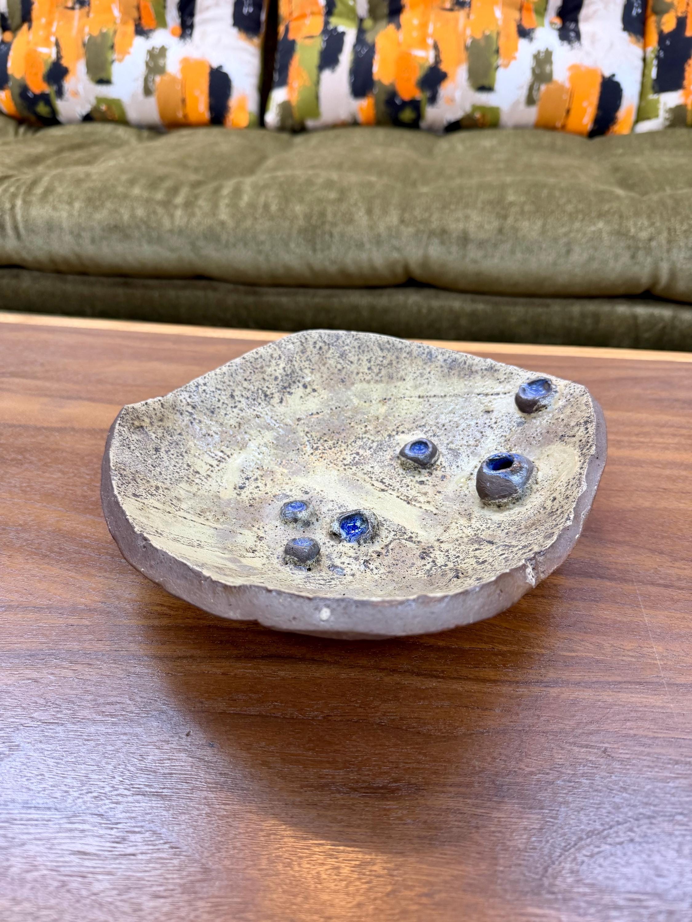 Mid Century Brutalist Studio Pottery Console Bowl by Harold Nosti