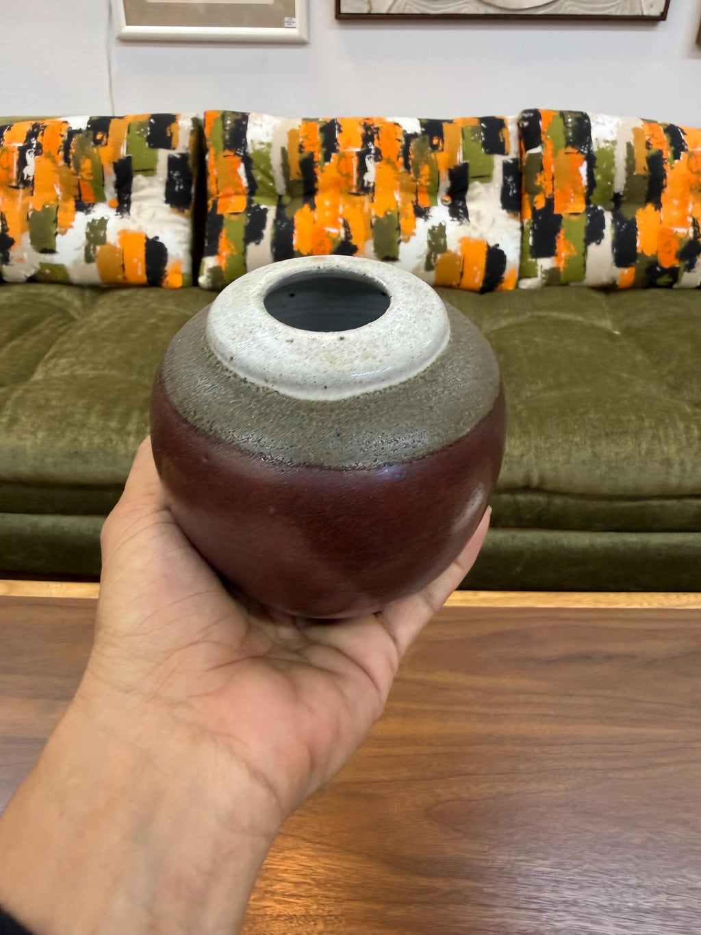 Mid Century Studio Pottery Small Ball Vase