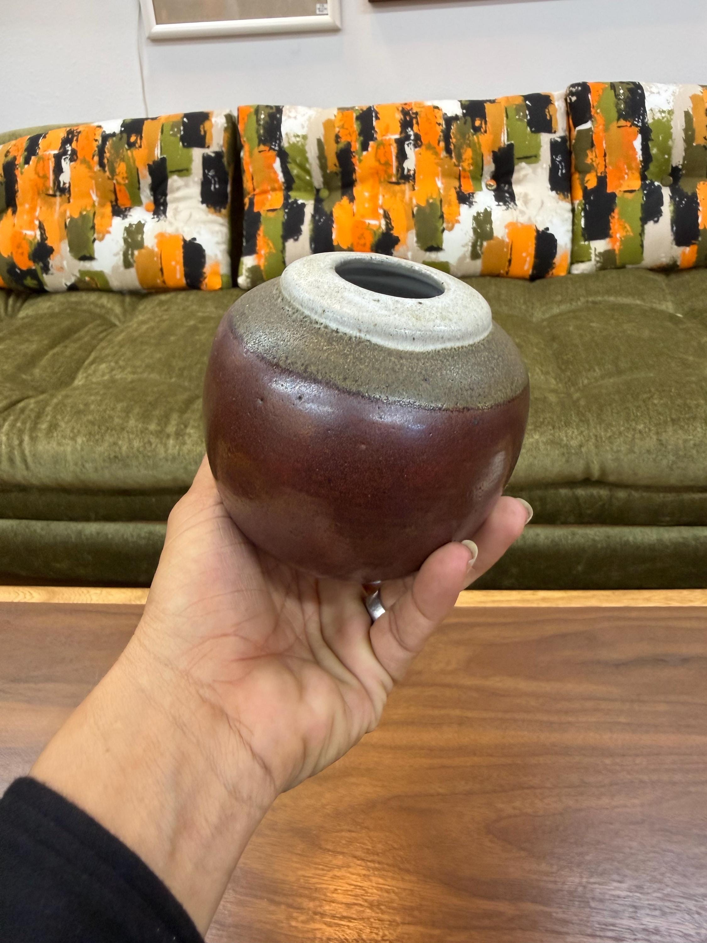 Mid Century Studio Pottery Small Ball Vase