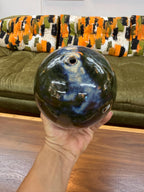 Vintage Studio Pottery Small Drip Glaze Ball Weed Pot