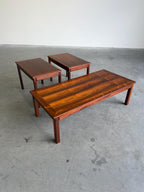 Mid Century Danish Rosewood Coffee and Two Side Tables Set