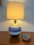Mid Century Purple, Black and White Signed Studio Pottery Lamp