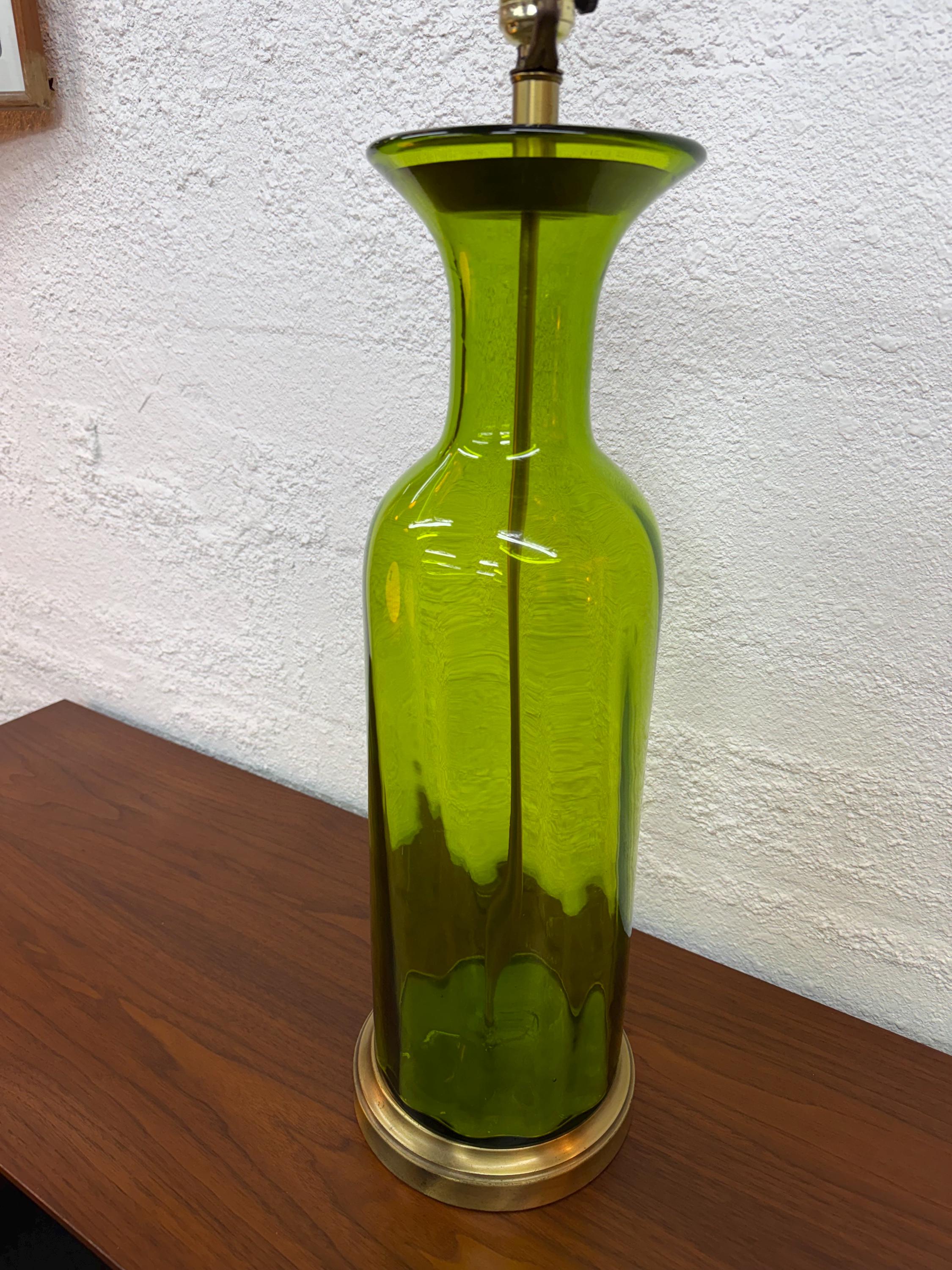 Mid Century Modern Large 1960’s Blenko Glass Table Lamp (Shade not Included)