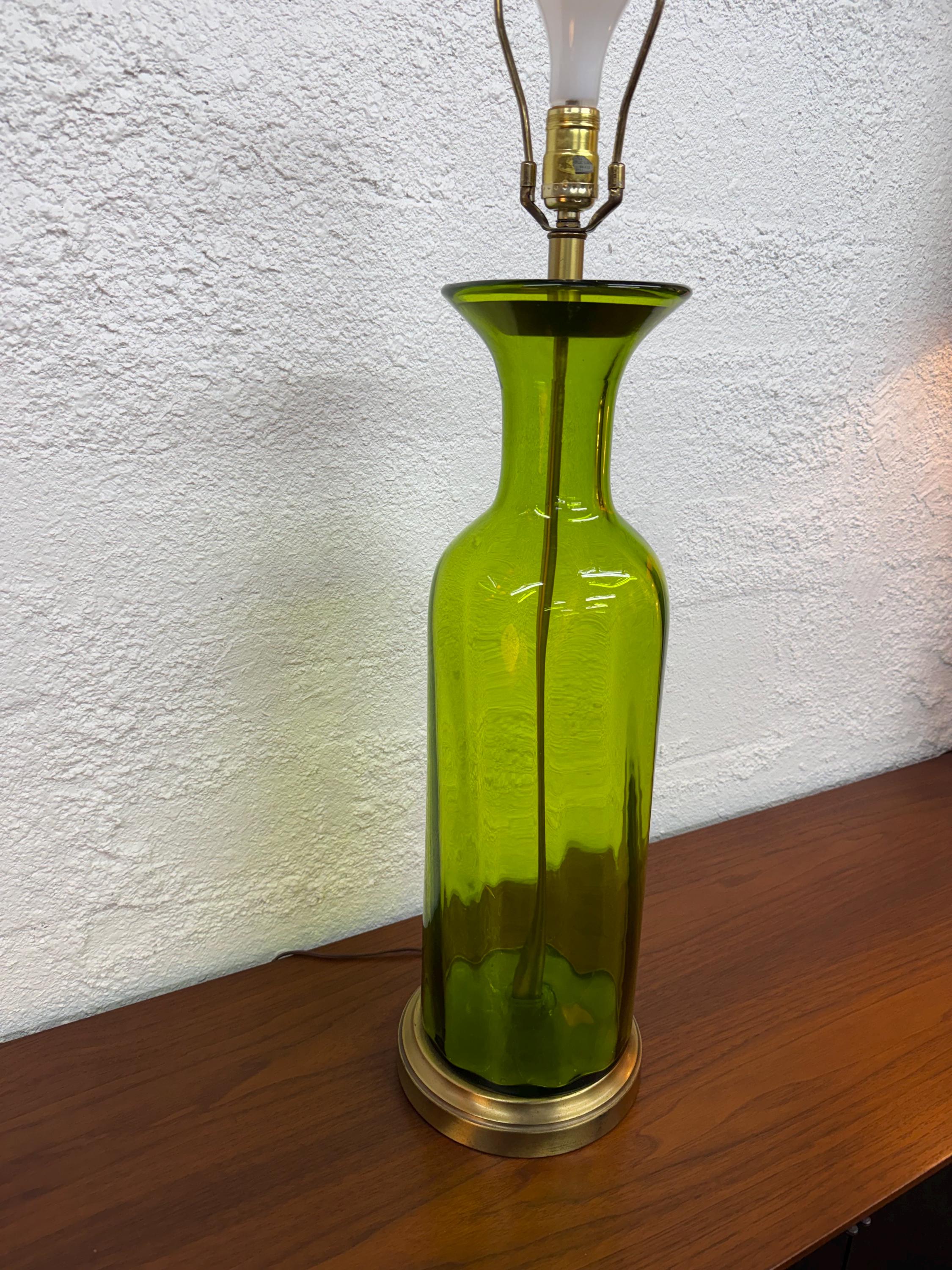 Mid Century Modern Large 1960’s Blenko Glass Table Lamp (Shade not Included)