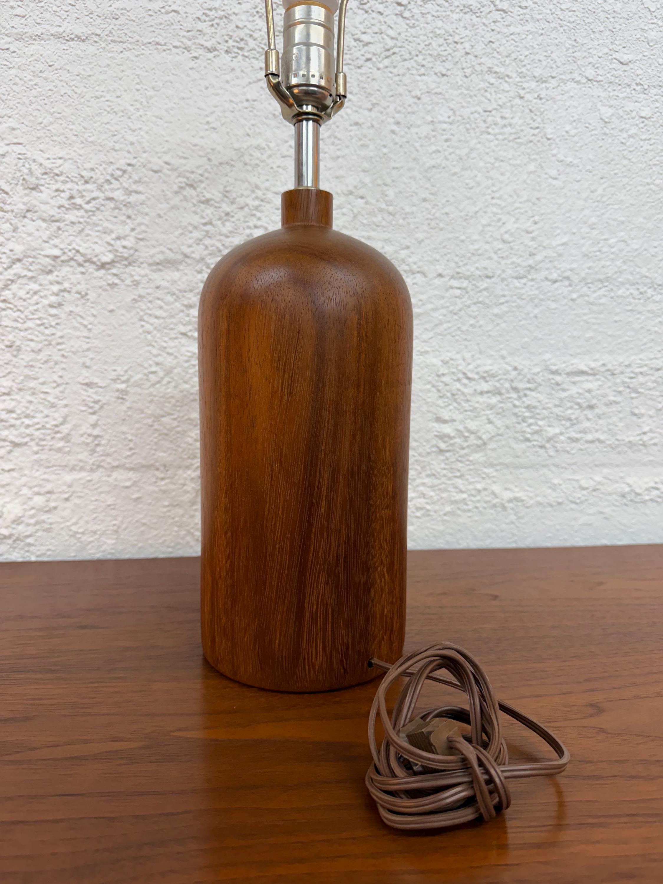 Mid Century Danish Teak Wood Bottle Table Lamp, Medium size