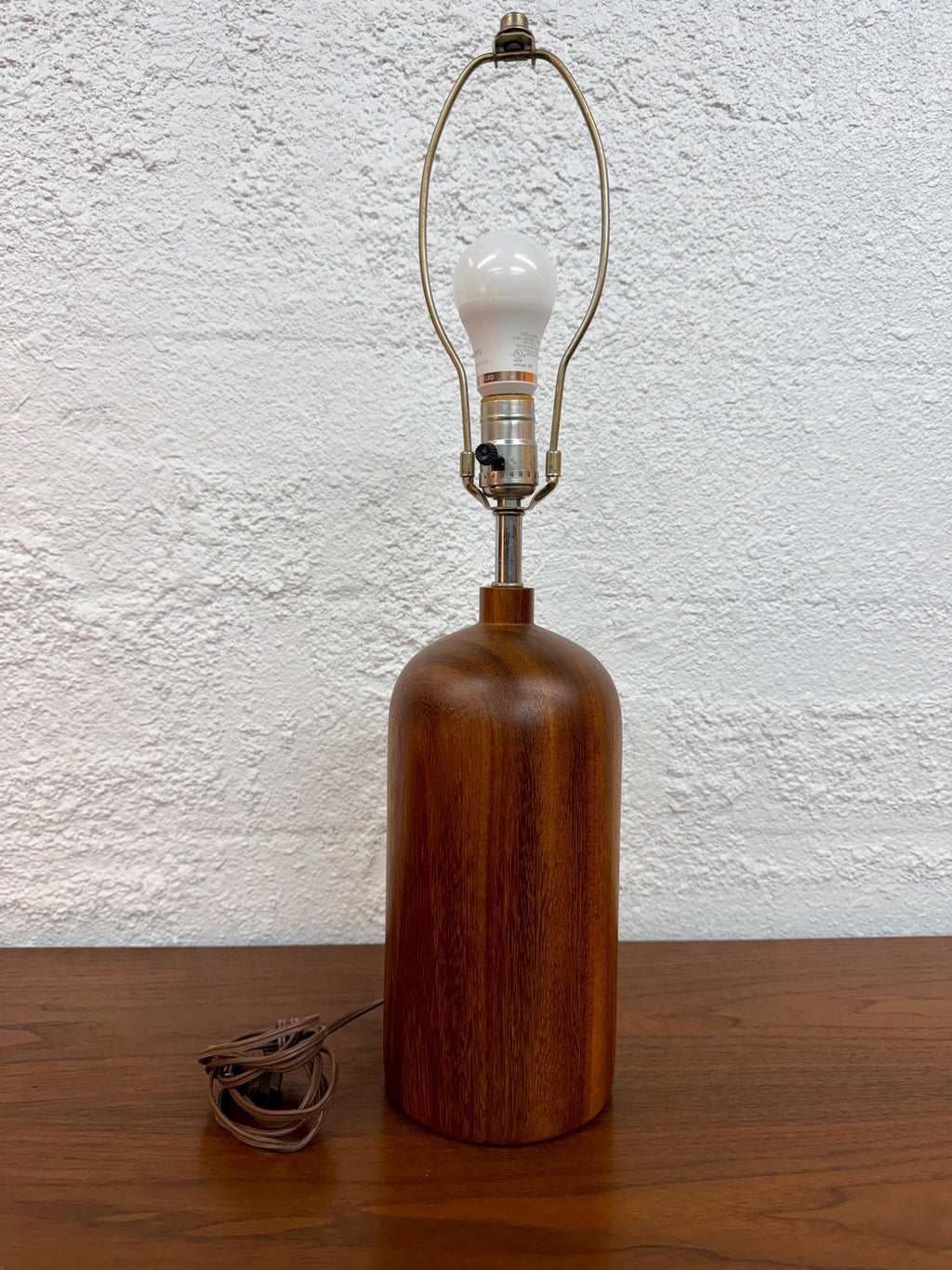 Mid Century Danish Teak Wood Bottle Table Lamp, Medium size