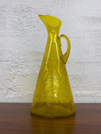 Blenko Large Jonquil Crackle Glass Model 976 Pitcher, Mid Century Modern