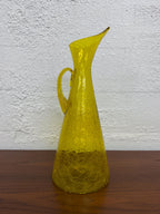 Blenko Large Jonquil Crackle Glass Model 976 Pitcher, Mid Century Modern