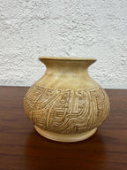 Mid Century Studio Pottery Incised Carved Vase