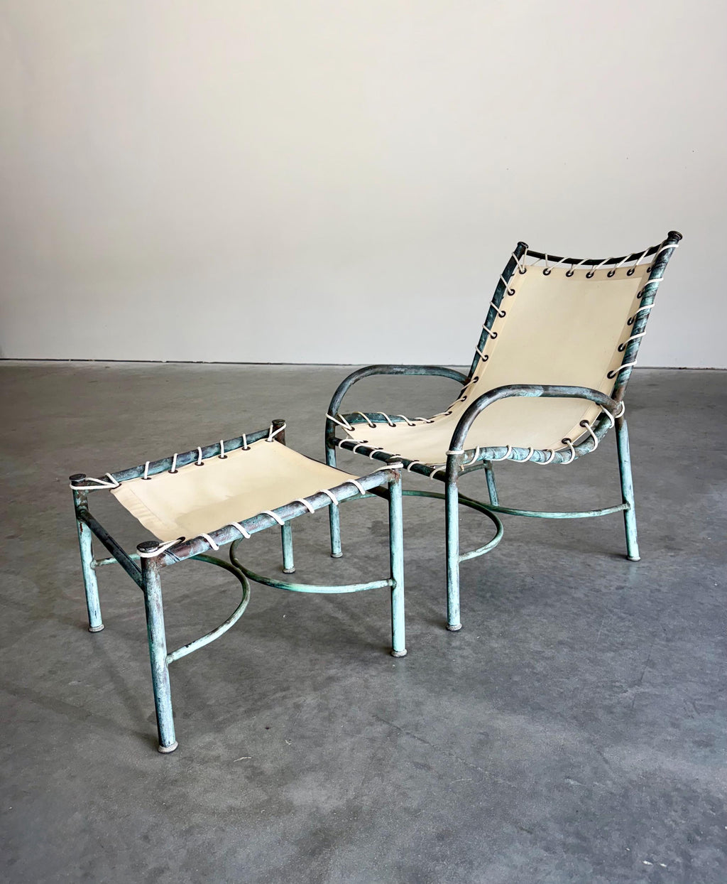 Uncommon Early Mid Century Robert Lewis Bronze Lounge Chair and Ottoman Set