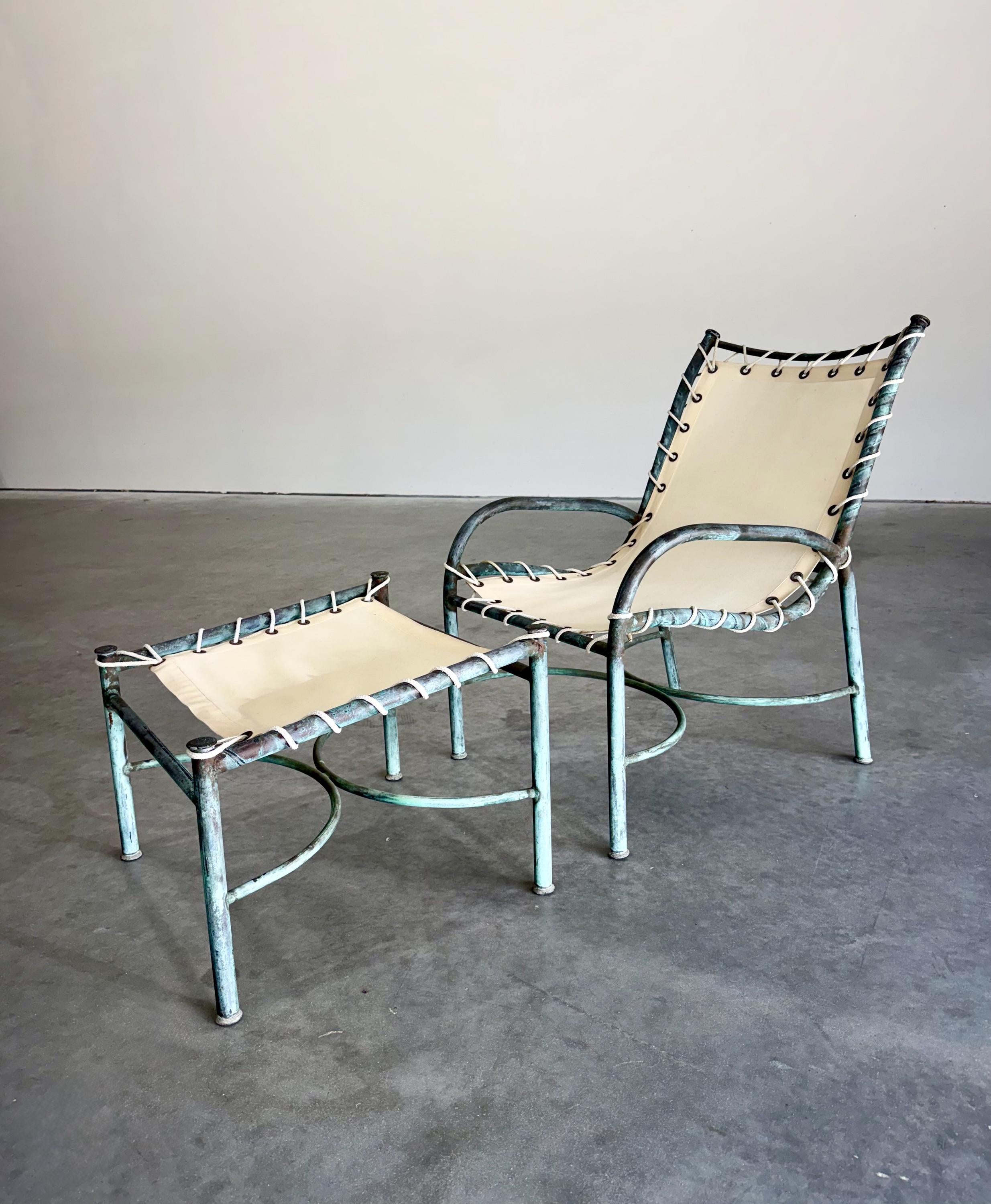 Uncommon Early Mid Century Robert Lewis Bronze Lounge Chair and Ottoman Set