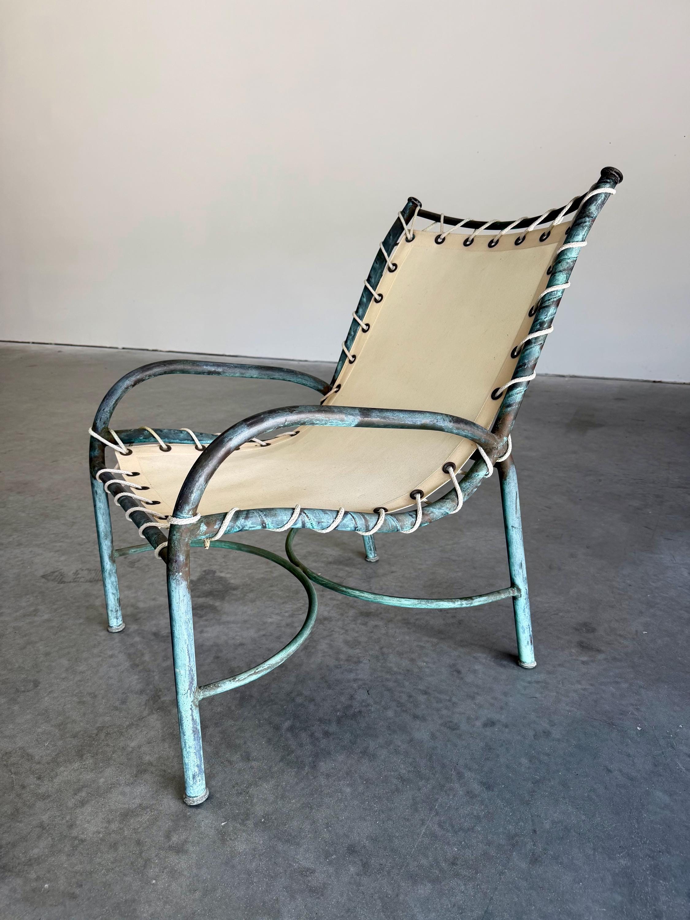 Uncommon Early Mid Century Robert Lewis Bronze Lounge Chair and Ottoman Set