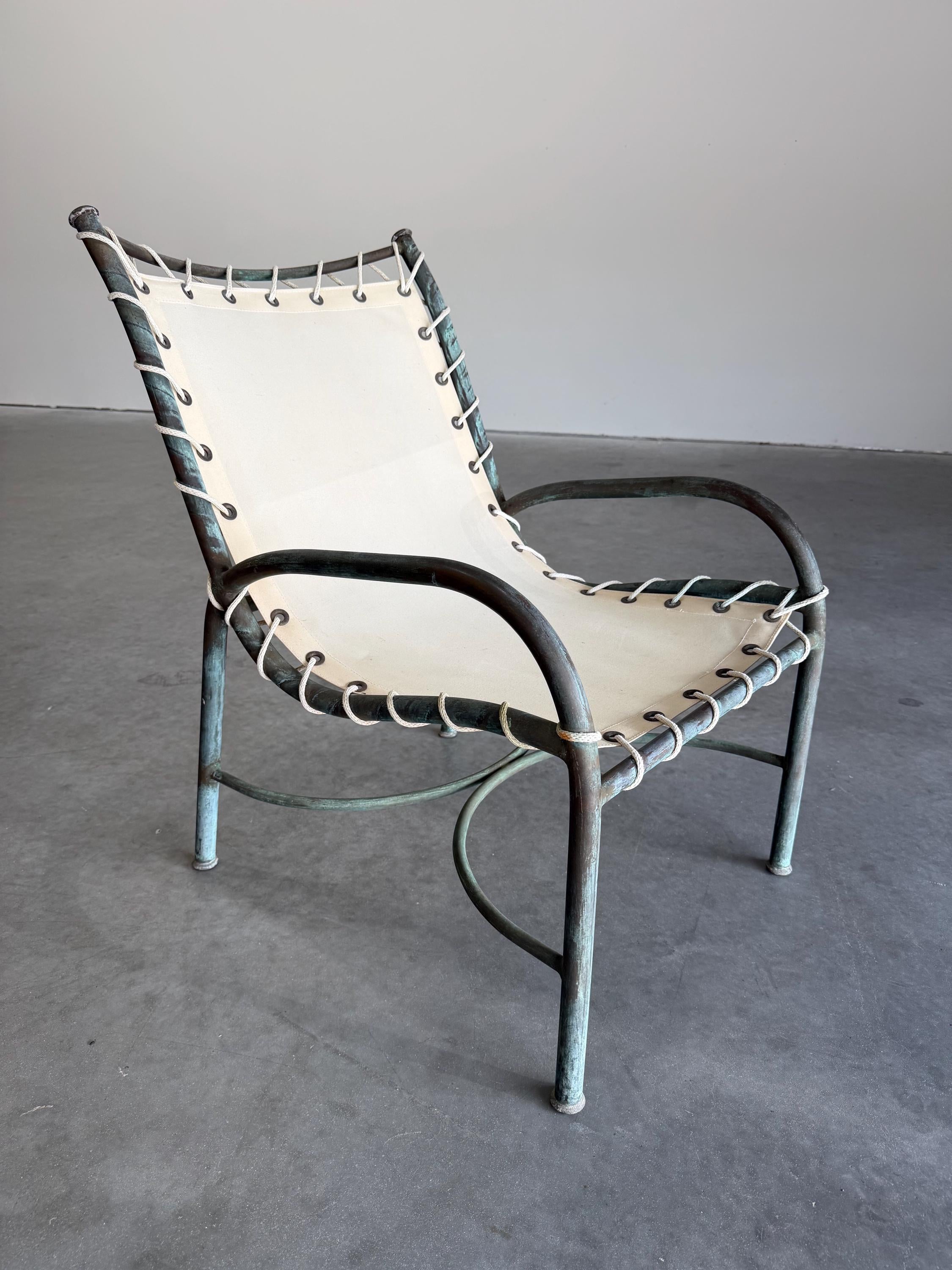 Uncommon Early Mid Century Robert Lewis Bronze Lounge Chair and Ottoman Set