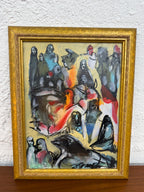 Small Vintage Original Figurative Abstract Oil on Canvas Painting by Danilo Maldonado Machado
