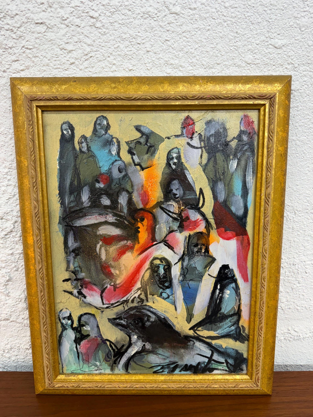 Small Vintage Original Figurative Abstract Oil on Canvas Painting by Danilo Maldonado Machado