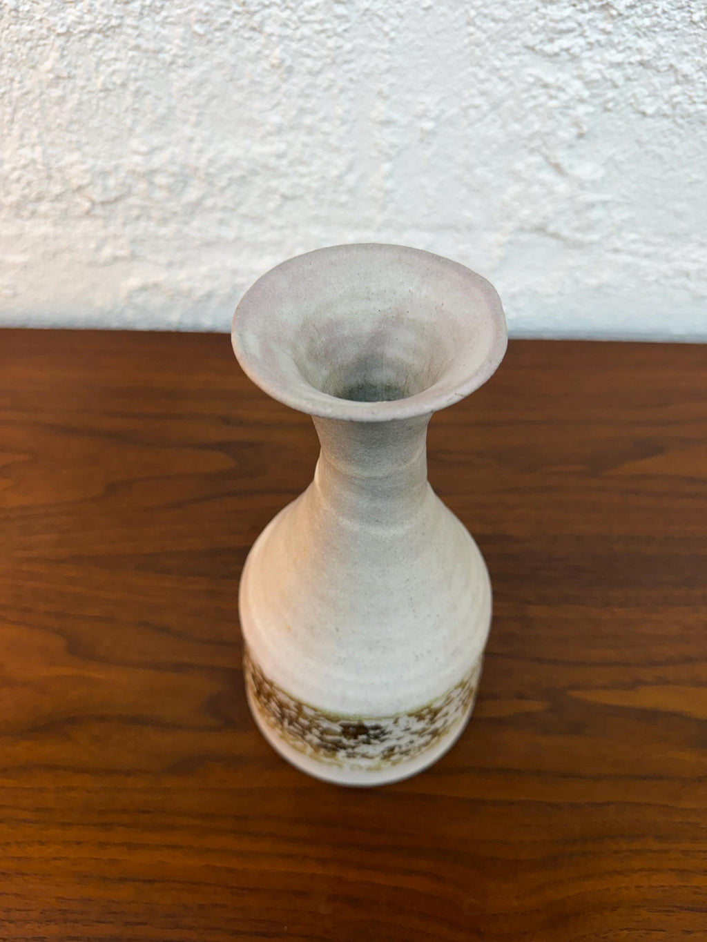 Vintage Signed Neutral Tone Studio Pottery Vase, Cream and Brown Glaze