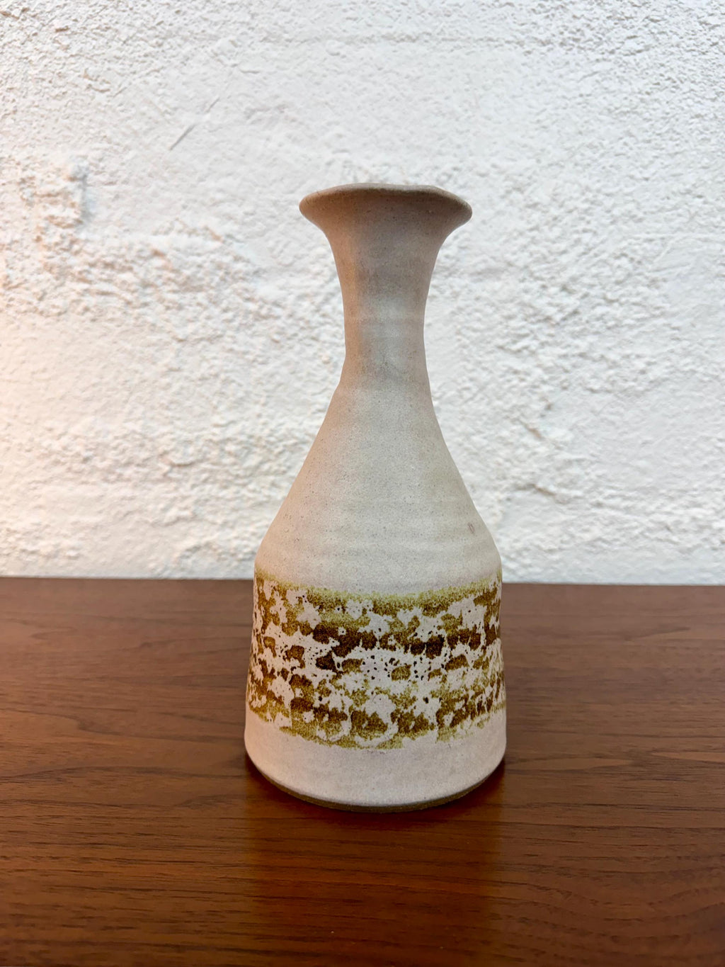 Vintage Signed Neutral Tone Studio Pottery Vase, Cream and Brown Glaze
