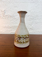 Vintage Signed Neutral Tone Studio Pottery Vase, Cream and Brown Glaze