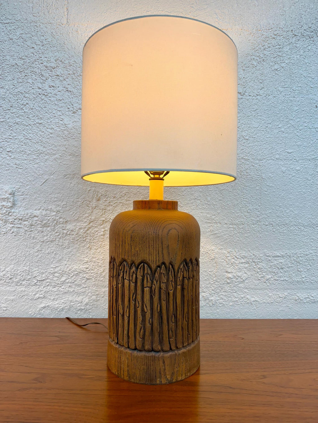1970’s Faux Wood Ceramic Asparagus Lamp by Berman - Shade not included