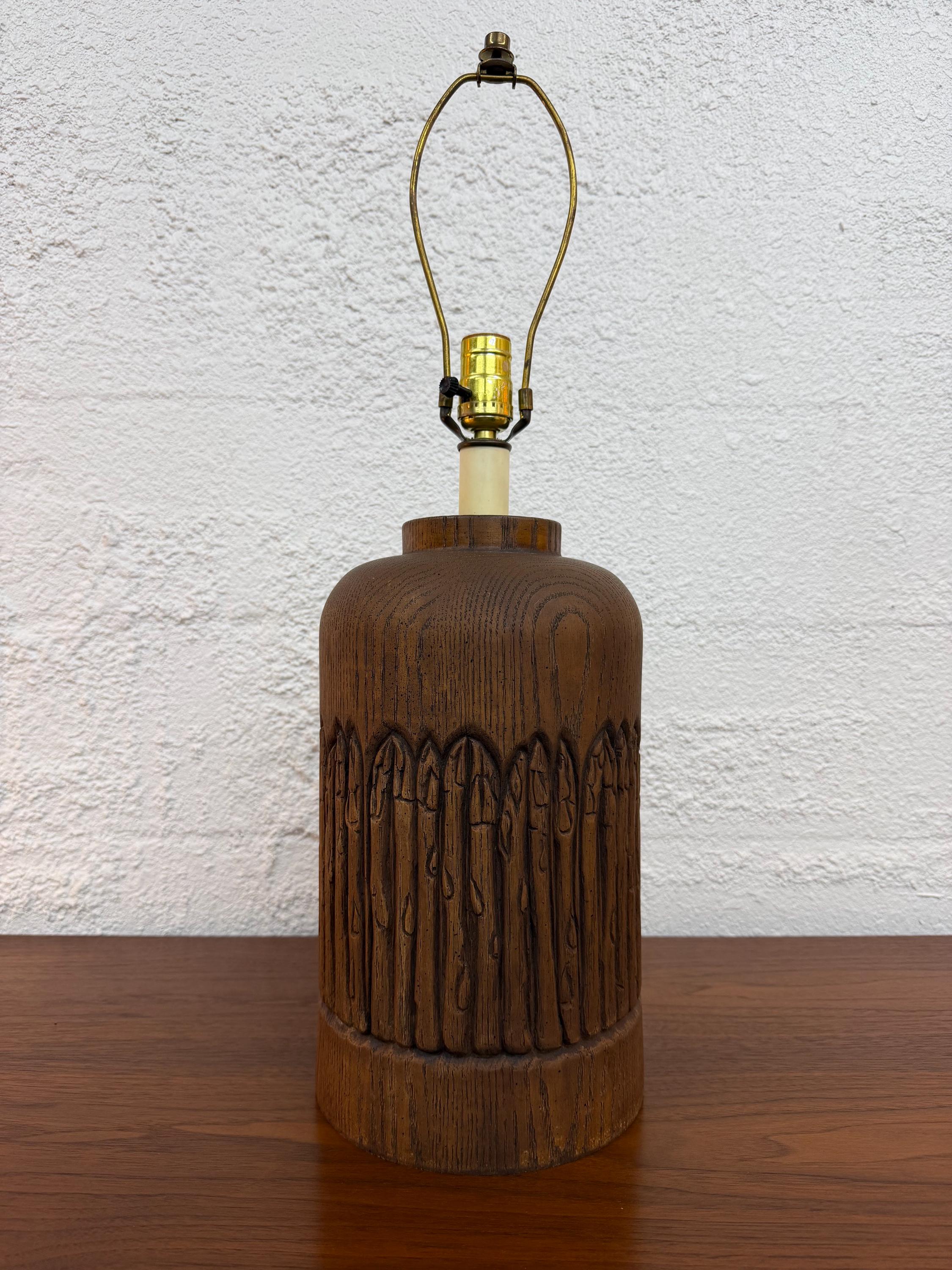 1970’s Faux Wood Ceramic Asparagus Lamp by Berman - Shade not included