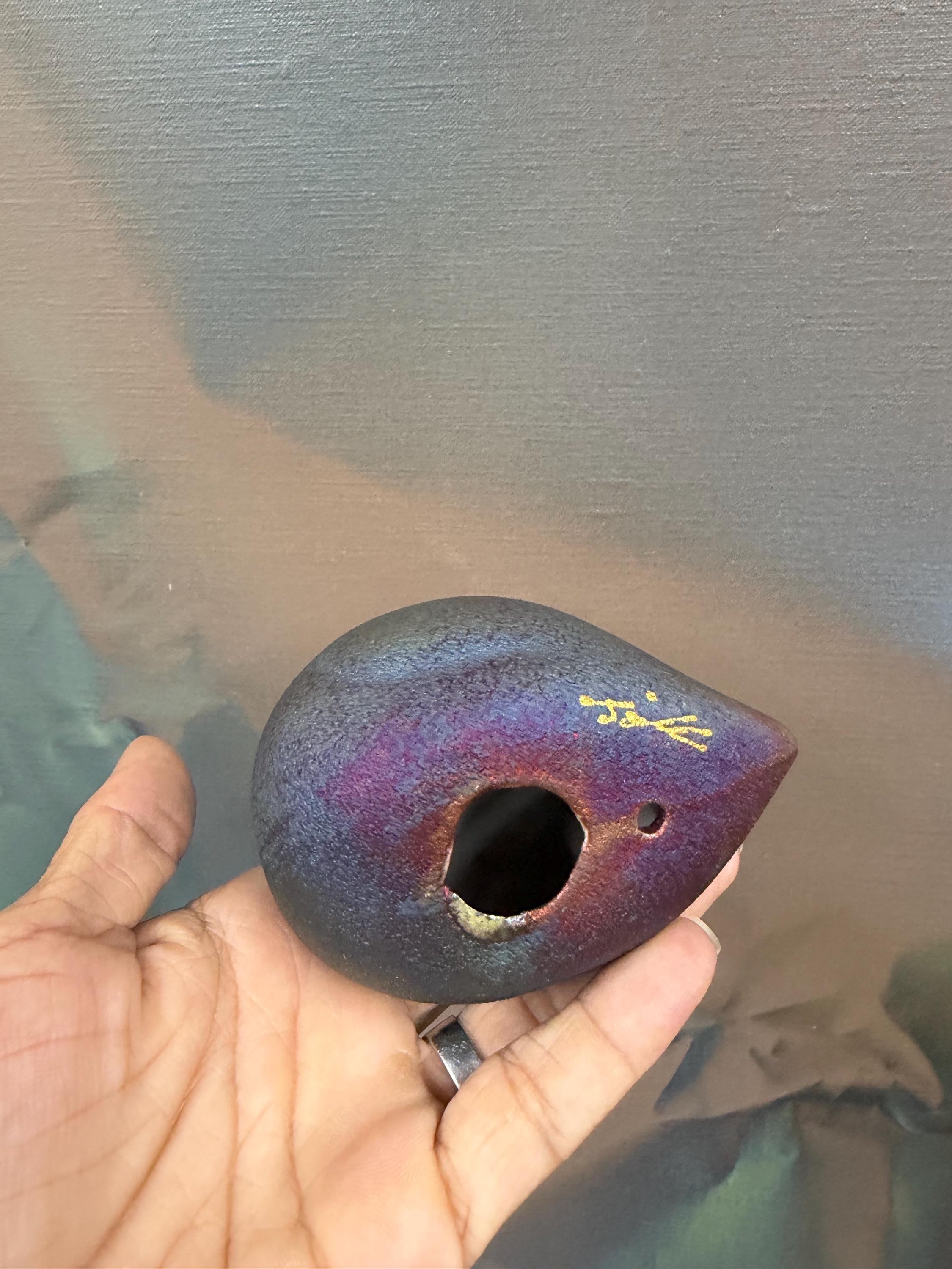 Small Vintage Raku Iridescent Studio Pottery Quail Sculpture