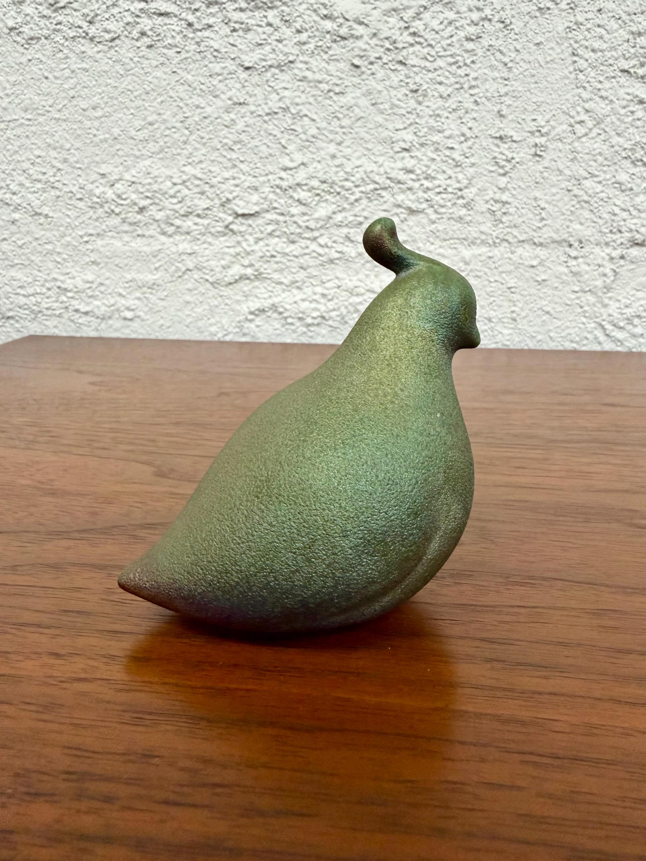 Small Vintage Raku Iridescent Studio Pottery Quail Sculpture