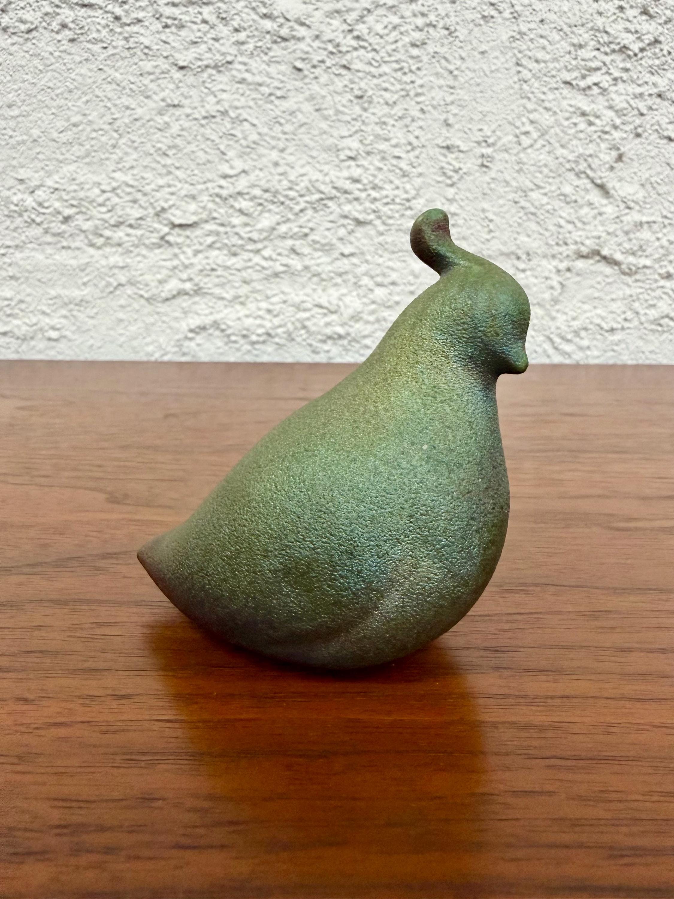 Small Vintage Raku Iridescent Studio Pottery Quail Sculpture