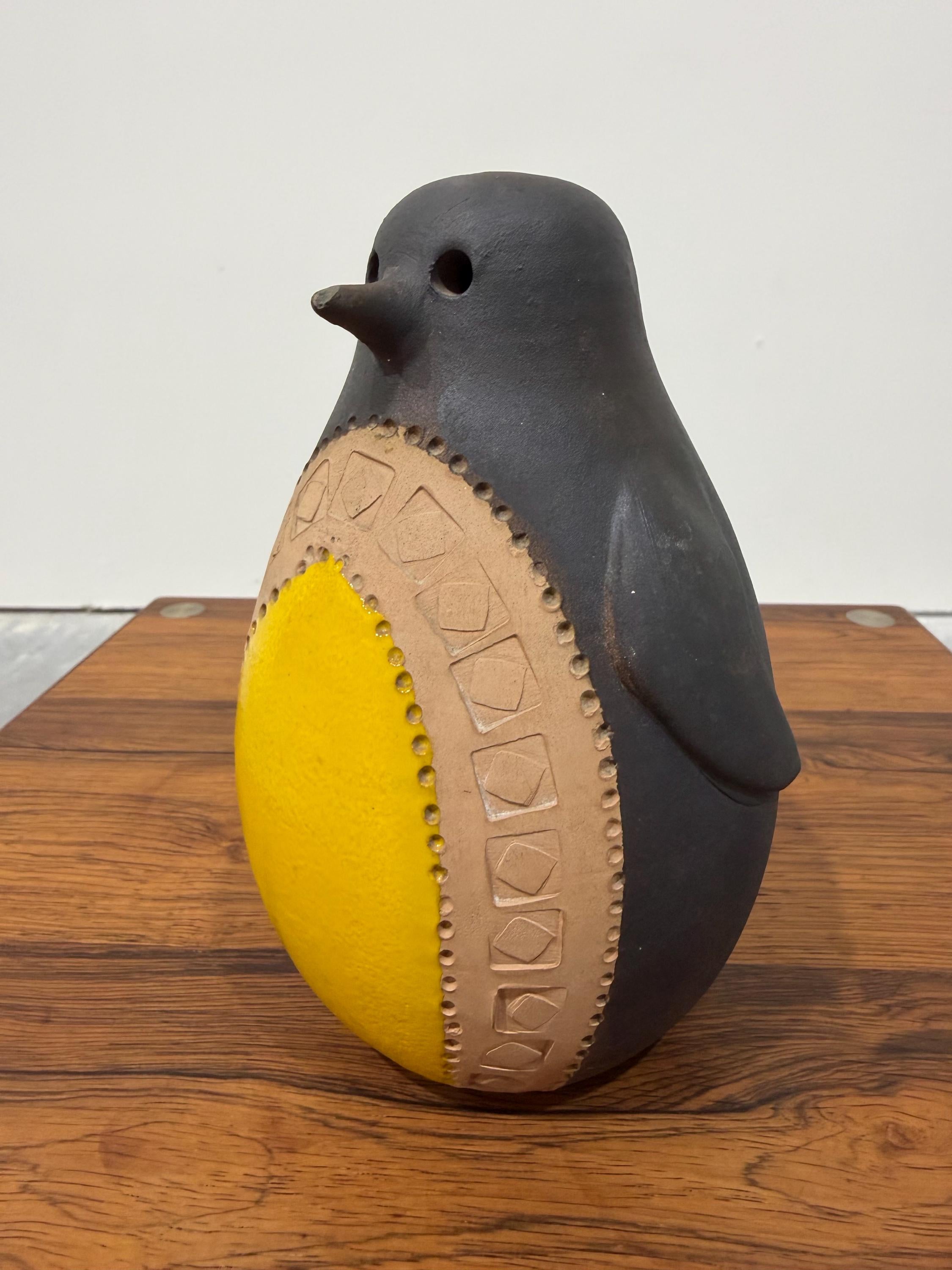 Bitossi Italian Ceramic Black and Yellow Penguin, 8.5”. As-Is, Read Description